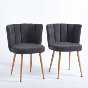 Modern GRAY dining chair(set of 2 ) with iron tube wood color legs, shorthair cushions and comfortable backrest, suitable for dining room, living