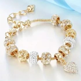DIY Bead Bracelet, Multi-element Stainless Steel Copper Alloy Rhinestone Fashion Accessory (Option: GoldenWaterDiamondLove)