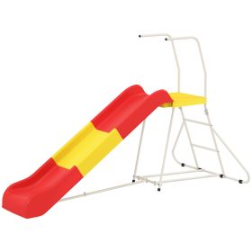 6ft Slide For Kids, Metal Freestanding Playground Equipment With Climbing Ladder, For Backyard, Outdoor, Indoor, Red (Option: Red)