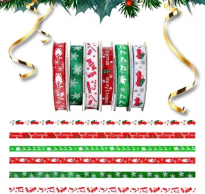 60 Yards 3/8" Christmas Ribbon For Crafts, White Red And Green Holiday Grosgrain Ribbon Christmas Ribbon For Gift Wrapping Festival Holiday Party (Option: RedGreenWhite)