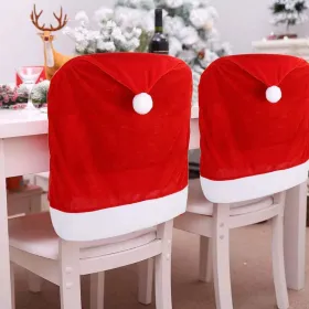 4pcs Christmas Chair Covers,Santa Hat Chair Back Cover Xmas Slipcover For Christmas Dinning Room Home Decoration Supply,Red (Option: Red)
