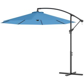 10 Cantilever Tilt Offset Patio Umbrella W UV & Water Safe Material & Cross Base Weight Not Included, Blue (Option: Blue)