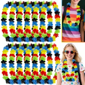 24 Pcs Hawaiian Leis Back To School Party Photo Booth Prop Tropical Flower Necklace Leis For First Day Of School Teacher Graduation Party Supplie (Option: 24Pcs)