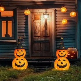 3FT Cute Collapsible Lighted Halloween Decorations Outdoor, 2-PCS Pop Up Halloween Pumpkin Decorations, Light Up Pumpkin With Pre-lit 150 LEDs, F (Option: Black)