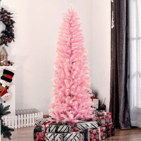 6' Artificial Christmas Tree Douglas Fir Pencil Christmas Tree with 618 Realistic Branch Tips (Option: Pink-1000x240x280 mm)