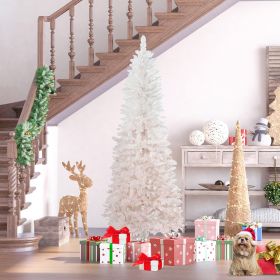 6' Tall Unlit Pencil Fir Artificial Christmas Tree with Realistic Branches and Base (Option: Pink-955x200x170 mm)