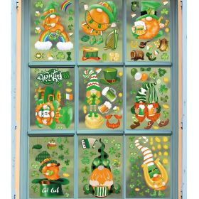 9 Sheets Spring St. Patrick's Day Cute Gnome Window Decals, Double-Sided Lucky Green Shamrock Window Stickers, Reusable Static Spring Window Clin (Option: 442G5838)