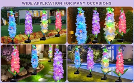 Solar Powered Hyacinth Flower Light, Solar Garden Patio Yard Decor, Color-Changing, Waterproof, Energy-Efficient, And Durable Outdoor Decoration, (Option: 4PCS)